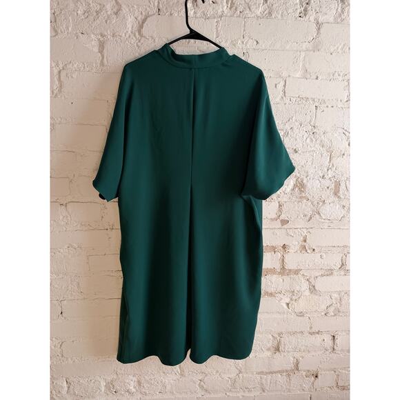 Lands’ End Green V-Neck Shift Dress Short Sleeve Size 16W Plus - Picture 2 of 8